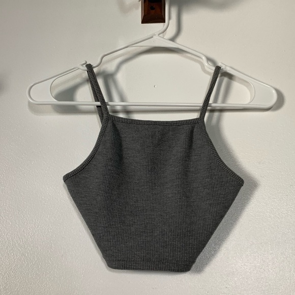 Topshop Grey Crop Top - Picture 2 of 4